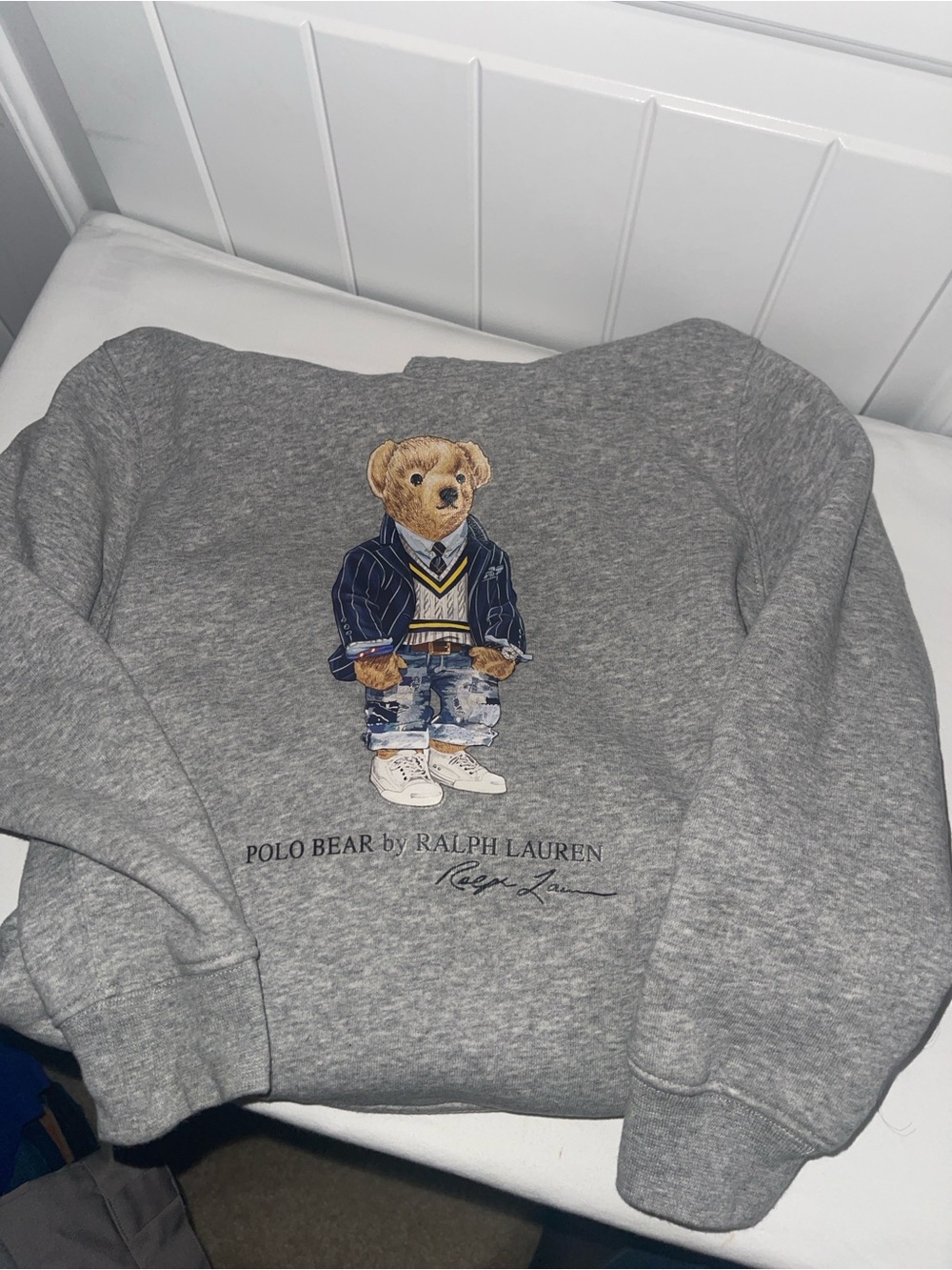 Polo by Ralph Lauren Heather Gray Polo Bear Crewneck Sweatshirt